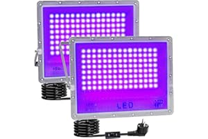 BOSITE Projecteur Lumière Noire 100W, Lumière Noire LED, Etanche IP65 Lumiere UV, 395-405nm, Projecteur UV pour peinture cor Porelleeinture corporelle Halloween Fête fluorescente Noël