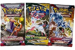 HEART FOR CARDS Pokemon Booster Packs 3 German Pokemon Booster Packs Original Mystery Pokémon Booster Packs Trading Cards + Heartforcards® Shipping Protection