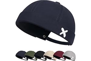 YKDLLF Retro Cotone Docker Hat Cappello Senza Visiera Berretto da Portuale Uomo Donna Berretto Cotone Cappellino da Portuale Uomo Retro Docker-cap da Motociclista Cappello