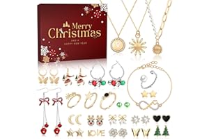 PIIDUOO Adventskalender 2023 Frauen Schmuck Weihnachtskalender - Schmuckset Gold Mode für Erwachsene Damen Teenager Mädchen Schmuckkalender Weihnachten Geschenke