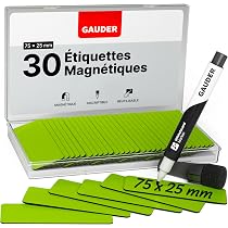 Étiquettes Magnétiques Effaçables ATWAM - 60 Pièces 75x25mm - 6 Couleurs