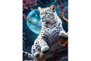 feelive Léopard Peinture Diamant Adulte, Paysage DIY Diamant Kit Complet 5D Diamond Painting Artisanat Strass Point de Croix Painting pour Adultes, Enfants, Décoration Intérieur 30x40cm