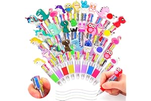 ESSALOO Regalino Compleanno Bambini Invitati, 30 Mini Penne 4-in-1 Retrattile con Motivi di Cartoni, Gadget Compleanno Bambini & Regalini Fine Festa Compleanno per Bambini