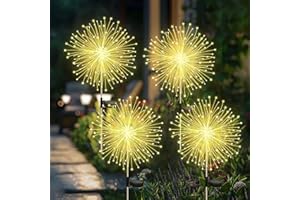 CNMTCCO Solar Feuerwerk Gartenlichter, Solar Garten Dekorative Lichter mit 120 LED,Solarstecker Gartenleuchten für Hinterhof Weg Rasen Terrasse (4 Stück Warmweiß)