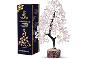 ABHISUBYA Albero Della Vita - Cristalli Curativi - Pietre E cristallo - Chakra - Meditazione - Feng Shui - Portafortuna - Regali Di Buona Fortuna (Quarzo Rosa2)