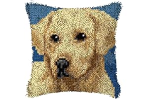 SKTWOE Hund Knüpfset Knüpfkissen Zum Selber Knüpfen Knüpfen Set Knüpfteppiche Kreativ Set Knüpfteppich Für Kinder Und Erwachsene 3D Sofakissenbezug Handgemachte Geschenke 43Cm X 43Cm