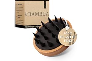 BAMBUA® Scalp Massager Hair Growth - (Anti-Dandruff Effect) Natural Head Massager Scalp Brush for Hair Care & Scalp Health - Shampoo Brush for Shower Use - Premium Scalp Scrubber (Black)