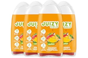 ‎JUIZY WOW JUIZY WOW Mango Tropical - Zuckerfreier Getränkesirup | Natürlicher Geschmack - Low Calorie | Veganes 4er Bundle - 4 x 65ml | 32 Liter Fertiggetränk von JULIENCO