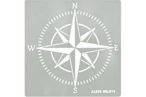 ‎ALEKS MELNYK Aleks Melnyk No.72 Maritime Schablone Silhouette, Wandschablone Kompass, Kompass Rose, Windrose, Metall Stencil Vorlagen, Gravur Schablone, Brandmalerei Schablone, 1 Stück