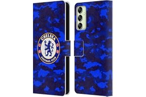 Head Case Designs Officially Licensed Chelsea Football Club Camouflage Crest Leather Flip Case Compatible With Samsung Galaxy A14 5G