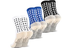 Radsocken 3 Pairs Kids Football Socks Grip Socks, Anti-Slip Ankle Sock Nonslip Football Sock for Boys Girls Running Training Sporting, Size 4-5.5