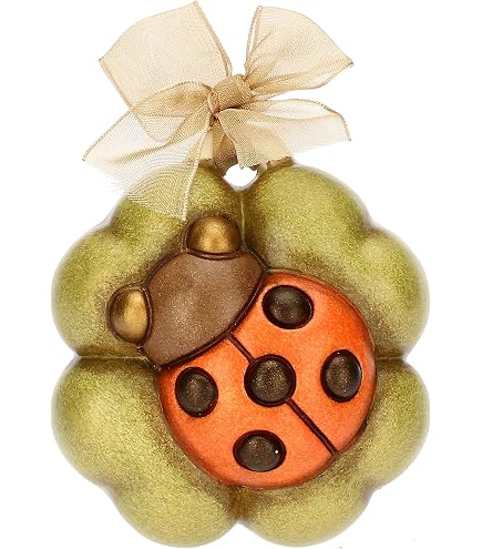 Figurine Chien Porte-bonheur THUN - Céramique Peinte Main 6,4cm Avec Trèfle 4 Feuilles