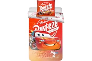BRANDMAC Disney Cars McQueen Bettwäsche-Set für Juniorbett | 100x135 cm Bettbezug & 40x60 cm Kissenbezug, 100% Baumwolle | Weiches, atmungsaktives Kinderbettwäsche-Set für Kleinkinder