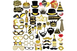 AUGOOG 52 Stücke Geburtstag Foto Requisiten,Photo Booth Props Dekoration Accessoires,Foto Deko Requisiten Lustige Selfie Accessoires für Geburtstag Party