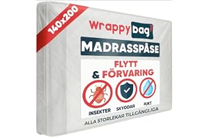 WRAPPYBAG – Madrasskydd i plast – förvaringsväska med flik – madrassväskor för flytt, förvaring och transport – europeisk dub