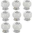 G Decor Lot de 8 boutons de porte ronds en céramique, pour tiroirs de placards, style bohème, finition vintage et effet craqu