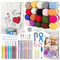 Aeelike Kits de crochet, kits de démarrage de crochet pour débutants adultes et enfants, kit de crochet de 53 pièces avec 16 pelotes de laine et rembourrage, ensembles de crochets ergonomiques pour Aeelike Kits de crochet, kits de démarrage de crochet pour débutants adultes et enfants, kit de crochet de 53 pièces avec 16 pelotes de laine et rembourrage, ensembles de crochets ergonomiques pour