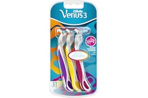 Gillette Venus 3 podstawowe jednorazowe golarki damskie, 3 damskie golarki z wygodnymi ostrzami