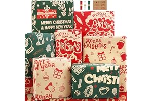 BWLOIES Carta Regalo Natale Set Donne ragazzo ragazza uomo,Carta Natalizia per Regali,Kraft Carta da Regalo Natale Verde Rossa,Carta da Regalo Natalizia,Carta da Pacco Natalizia Carta per Incartare Regali