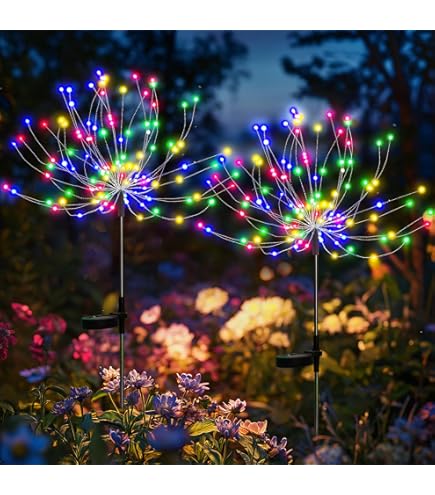 GEARLITE 4 Stück Firefly Solarlampen für Außen Garten, 8 LED Glühwürmchen Solarleuchten für GEARLITE 4 Stück Firefly Solarlampen für Außen Garten, 8 LED Glühwürmchen Solarleuchten für