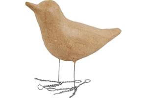 COUNTRY LOVE CRAFTS PAPIER MACHE Country Love Crafts Bird with Wire Feet Papier Mache, Beige