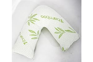 JUSTCHEE AR Textile Luxury BAMBOO V Shape Pillow With Removable & Breathable BAMBOO Cover - MEMORY FOAM V Pillow For ORTHOPEDIC Support,MATERNITY & PREGNANCY.