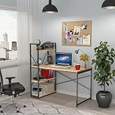 DEKOREX CLM108 WALNUT METAL WORK TABLE WITH BOOKSHELF