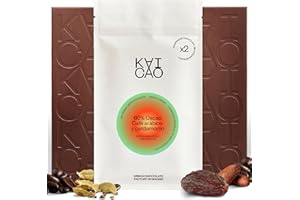 Kaicao Chocolate Negro 65% con Café Arábico y Cardamomo – Endulzados con Dátiles – sin Azúcar Refinada, sin Lactosa, sin Gluten, Vegano – Cacao de Origen Único Hacienda Limon, Ecuador – 2 x 70 gr