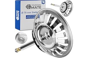 Sink Strainer Basket, Diameter 79 mm, Replacement for 119146, Compatible with Blanco 3.5 Inch Drain Fittings from Year of Manufacture 2011, 18 Slots Strainer Basket, 52-97 mm Eccentric Spigot,