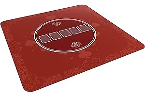 Bullets Playing Cards | Tapis de Poker Rouge Casino Design 80x80cm | Surface Lisse Antidérapante, Qualité Casino, Lavable & Hydrofuge