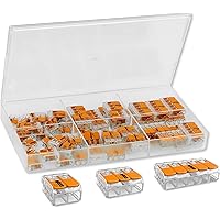 Wago Klemmen (61 Stück) Sortiment, Set bestehend aus: 27x 221-412 - 20x 221-413 - 14x 221-415 in übersichtlichem…