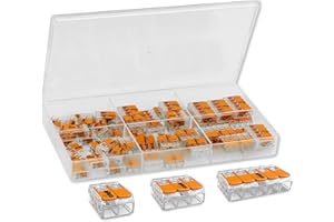 Wago Verbindungsklemmen-Set, 61 Stück, bestehend aus folgenden Klemmen: 27 x 221-412, 20 x 221-413, 14 x 221-415, in Aufbewahrungsbox