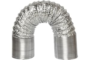 VENTURE SALES LTD Venture Flexible Ducting Aluminum Foil Non - Insulated Heat Ducting Hose Ducting Pipe with 2 Clamps for Extractor Fan, Dryer Vent, Cooker Hood (8"(200mm) X 10m)