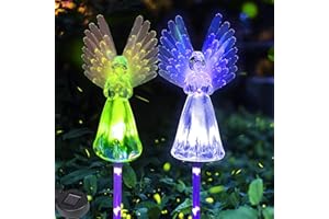 Ovker Luces Solares para Jardín, Luz LED Solar Exterior, Lámpara Ángel Solare Adornos, IP65 Impermeable Luces de Estaca de Decoración al Aire Libre para Casa Cementerio Césped Caminos Navidad
