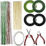Allazone 7 Tipos Herramientas Arreglo Floral Kit, Alambre Floral Wire 22, 2 Estilo Cinta, 2 Estilo Cortador de Alambre Floral