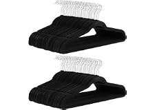 Amazon Basics Slim Velvet, Non-Slip Suit Clothes Hangers, Pack of 100, Black/Silver