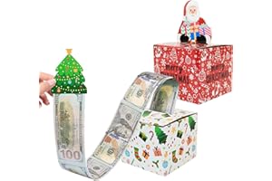 OPUHOHR 2 Pack Christmas Money Box for Cash Gift Pull, Surprise Money Holder for Kids Adults with 60Pcs Transparent Bags, Fun Ways to Give Cash As A Gift for Your Loved Ones