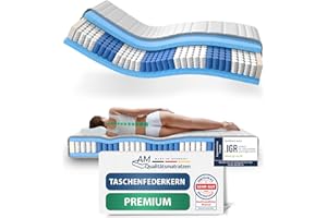 ‎AM QUALITÄTSMATRATZEN AM Qualitätsmatratzen Premium Taschenfederkernmatratze 90x200cm H3 24cm - Made in Germany & Oeko TEX Siegel - 7 Zonen Federkernmatratze 90x200 mit Lyocell Bezug - Orthopädische Matratze 90x200 H3