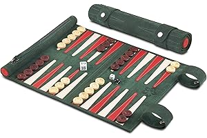 Melia Games Backgammon zum Rollen - Reise-Backgammon aus feinstem Nubuk Echt-Leder mit handgefertigten Holzspielsteinen (Bella Italia - Full Leather Version)