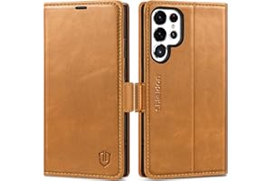 SHIELDON Etui do Galaxy S24 Ultra 5G, etui z prawdziwej skóry [4 przegródki na karty] [blokada RFID] [stojak] odporne na uderzenia etui wewnętrzne z tworzywa TPU, etui z klapką, skórzane etui