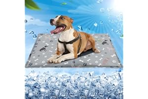 SRJEQC Tappetino Refrigerante Cane,60X50cmTappeto Refrigerante per Cani,Tappetino Refrigerante Gatto con Gel Non Tossico,Tappeto Refrigerante per Gatti Mantieni il Tuo Animale Fresco Dentro/Fuori-Grigio