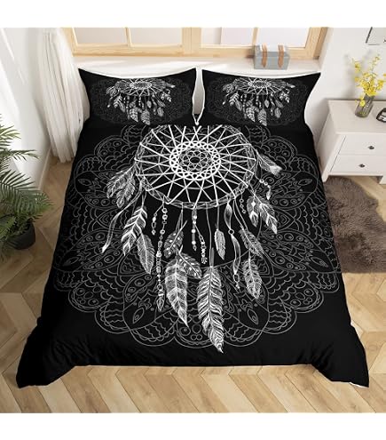 Parure De Lit 3 Pièces Motif Loup - Housse De Couette 140x200 Cm + 2 Taies 65x65 Cm En Microfibre Douce - Fermeture éclair Et Attaches