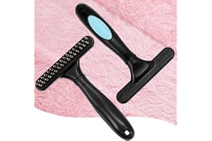 Kunoli Carpet Rake, Portable Carpet Rake Pile Lift, Undercoat Rake Dog, Pet Hair Remover for Carpet Fluffy and Soft Again, Dog Grooming Comb, Short or Long Hair Double Row Stainless Steel pins