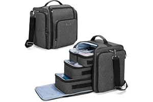 BAFASO Bolsa de Maquillaje Bolsa de Cosméticos con 4 Bolsillos Internos Extraíbles, Estuche Multifuncional de Maquillaje de Viaje,Negro