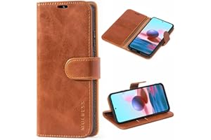 Mulbess Funda para Xiaomi Redmi Note 10 4G / Redmi Note 10S, Funda de Cuero PU, Cierre Magnético, Ranura para Tarjeta, Soporte Plegable, Vintage Marrón