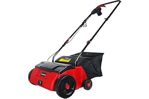 Matrix Scarificateur électrique Aérateur de gazon électrique LSR 1400-320-2 2en1 | 1400W | 32cm | Bac de ramassage | Rouleau aérateur et rouleau de verticoupe inclus