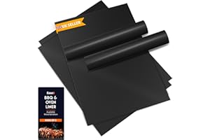 EASE8 Large Oven Liners & Bbq Mats Pack of 3-Extra Thick 0.30 mm Heavy Duty Oven Liners for Fan Assisted Ovens Reusable Non-Stick Silicone Baking Sheet & Barbecue Mats Non Stick Reusable (40x33 cm)-BB-001