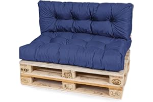 ‎TEXDEKO TexDeko® Garden Palettenkissen 120x80x18cm wasserabweisend UV - beständig In- & Outdoor Premium Sitzkissen gesteppt Palettenauflage für Europaletten (2-TLG Set, Blau)
