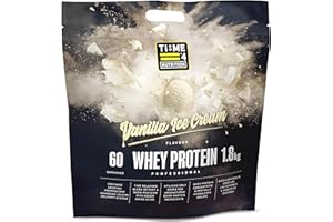 Time 4 Nutrition Whey Protein Professional Time Release Grass Fed Native Whey Protein Concentrate, Partially Hydrolysed Isolate & Micellar Casein (Vanilla Ice Cream, 1.8kg Bag)