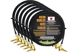 WORLDS BEST CABLES 6 unités – Mogami 2319–91 cm (0,9 m) – Instrument effets câble patch avec Plaqué or, profil bas, Pancake à angle droit type TS Connecteurs (6.35 mm)